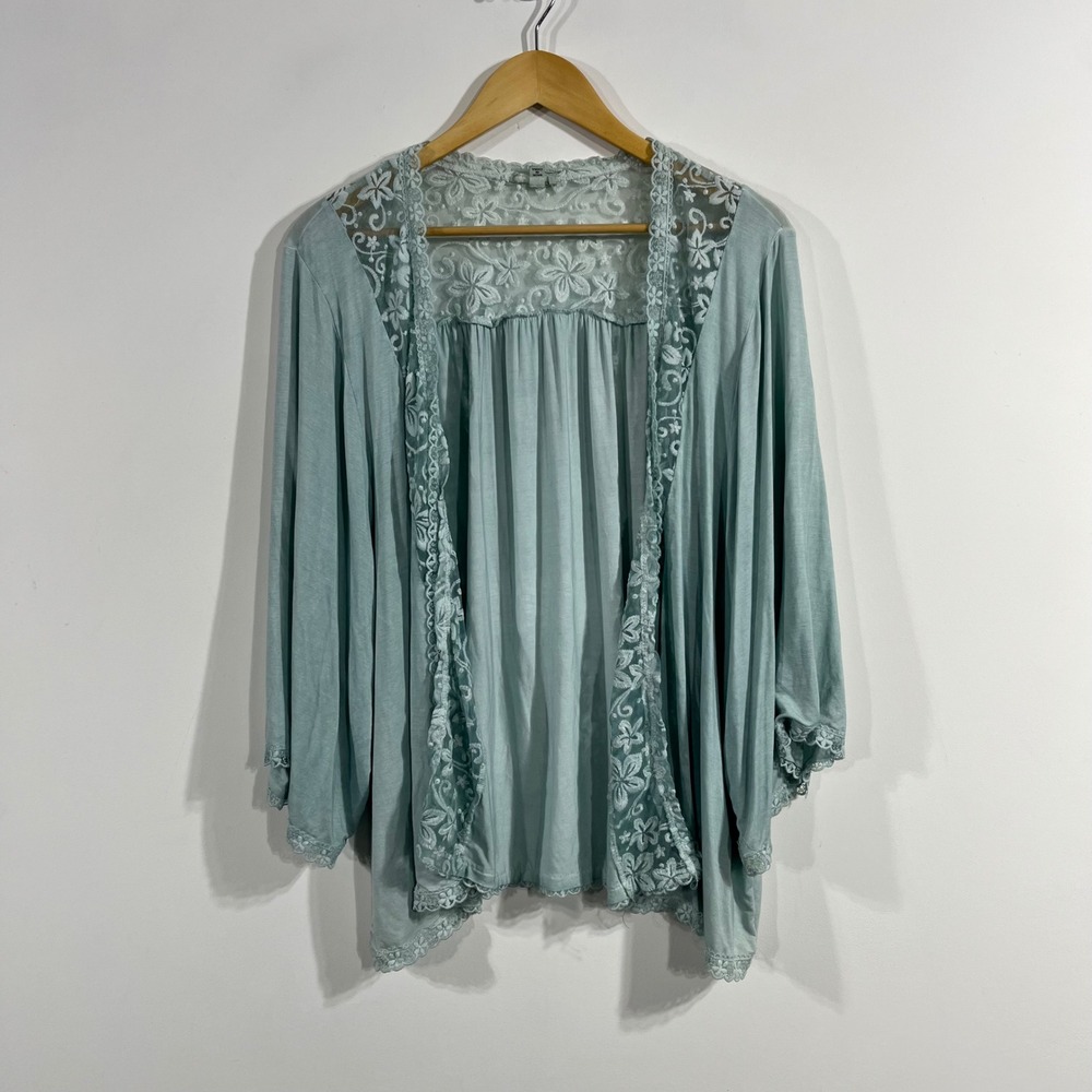 POL Fairy Boho Lace Trim Open Front Cardigan Womens Small Ethereal Festival